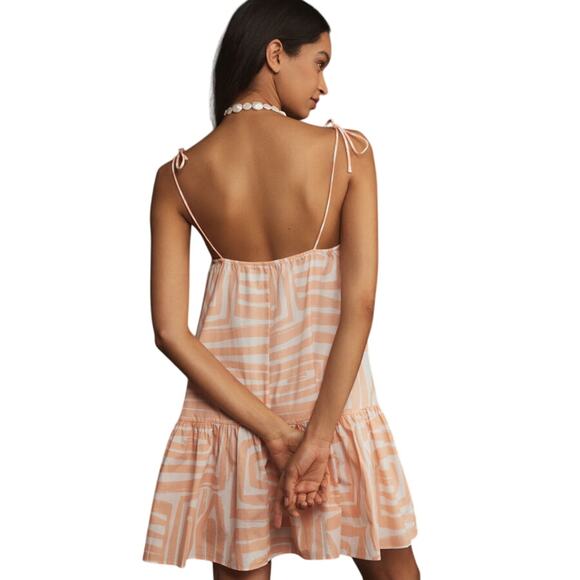 Maeve Anthropologie Sleeveless Flounce Swing Mini Dress Peach XS - Picture 2 of 3